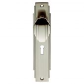 ADR021SN - Carlisle Brass Art Deco Knob on Lock Backplate Satin Nickel