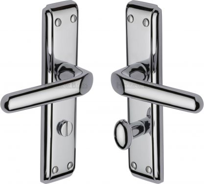 Click Here To Enlarge This Photo Of DEC3030-PC Heritage Brass Door Handle For Bathroom Deco Design Polished Chrome Finish