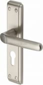DEC3048-SN Heritage Brass Door Handle For Euro Profile Plate Deco Design Satin Nickel Finish
