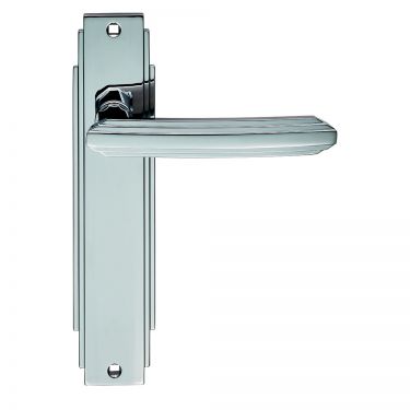 Click Here To Enlarge This Photo Of ADR012CP - Carlisle Brass Art Deco Lever on Latch Backplate Polished Chrome