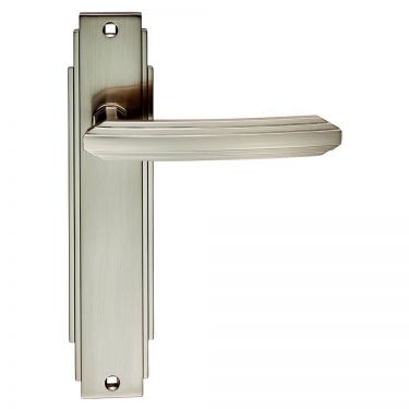 Click Here To Enlarge This Photo Of ADR012SN - Carlisle Brass Art Deco Lever on Latch Backplate Satin Nickel