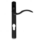 M140NP92BLLH - Carlisle Brass Narrow Plate Scroll Lever Furniture (92mm Centres - 123mm Screw Centres) Left Hand - Black