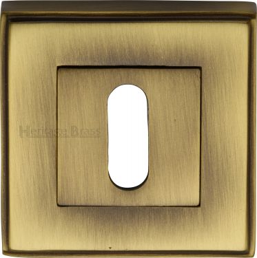 Click Here To Enlarge This Photo Of DEC7000-AT Heritage Brass Key Escutcheon Square Antique Brass Finish