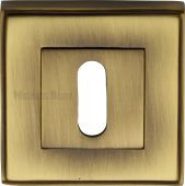 DEC7000-AT Heritage Brass Key Escutcheon Square Antique Brass Finish