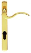 M140NP92LH - Carlisle Brass Narrow Plate Scroll Lever Furniture (92mm Centres - 123mm Screw Centres) Left Hand - Polished Brass