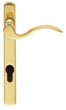 Click Here To Enlarge This Photo Of M140NP92RH - Carlisle Brass Narrow Plate Scroll Lever Furniture (92mm Centres - 123mm Screw Centres) Right Hand - Polished Brass