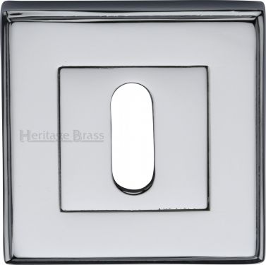 Click Here To Enlarge This Photo Of DEC7000-PC Heritage Brass Key Escutcheon Square Polished Chrome Finish