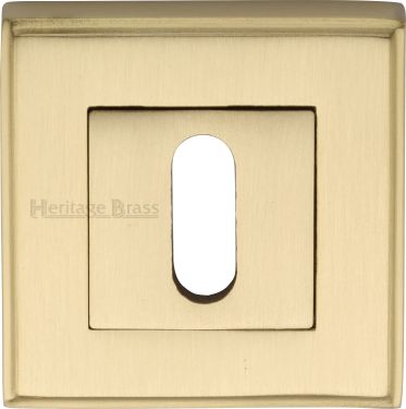 Click Here To Enlarge This Photo Of DEC7000-SB Heritage Brass Key Escutcheon Square Satin Brass Finish