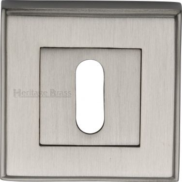 Click Here To Enlarge This Photo Of DEC7000-SN Heritage Brass Key Escutcheon Square Satin Nickel Finish