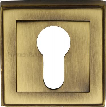 Click Here To Enlarge This Photo Of DEC7020-AT Heritage Brass Euro Profile Cylinder Escutcheon Antique Brass Finish