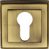 DEC7020-AT Heritage Brass Euro Profile Cylinder Escutcheon Antique Brass Finish