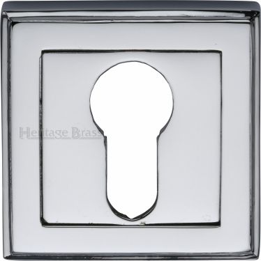 Click Here To Enlarge This Photo Of DEC7020-PC Heritage Brass Euro Profile Cylinder Escutcheon Polished Chrome Finish