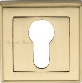 DEC7020-SB Heritage Brass Euro Profile Cylinder Escutcheon Satin Brass Finish