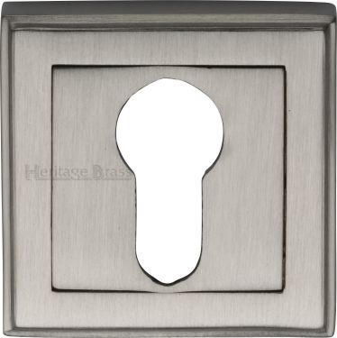 Click Here To Enlarge This Photo Of DEC7020-SN Heritage Brass Euro Profile Cylinder Escutcheon Satin Nickel Finish