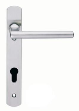 Click Here To Enlarge This Photo Of SWNP120/92SSS - Carlisle Brass Eurospec Designer Narrowplate Levers on 220mm x 32mm Plate (92mm Centres - 123mm Screw Centres) Satin Stainless Steel
