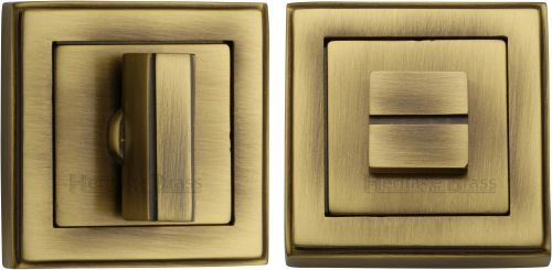Click Here To Enlarge This Photo Of DEC7030-AT Heritage Brass Square Thumbturn & Emergency Release with Stepped Edge Antique Brass Finish