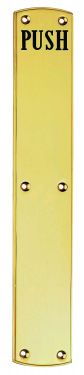 Click Here To Enlarge This Photo Of PF105E - Carlisle Brass Push Plate (Engraved) 457 x 75mm Polished Brass