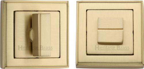 Click Here To Enlarge This Photo Of DEC7030-SB Heritage Brass Square Thumbturn & Emergency Release with Stepped Edge Satin Brass Finish