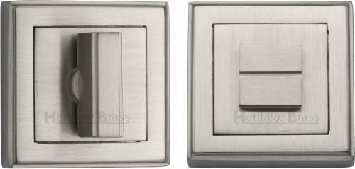 Click Here To Enlarge This Photo Of DEC7030-SN Heritage Brass Square Thumbturn & Emergency Release with Stepped Edge Satin Nickel Finish