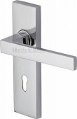 DEL6000-PC Heritage Brass Door Handle Lever Lock Delta Design Polished Chrome Finish