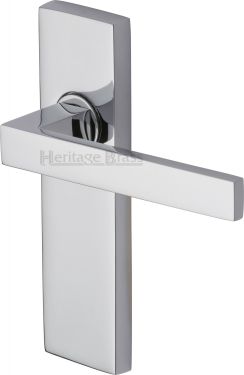 Click Here To Enlarge This Photo Of DEL6010-PC Heritage Brass Door Handle Lever Latch Delta Design Polished Chrome Finish