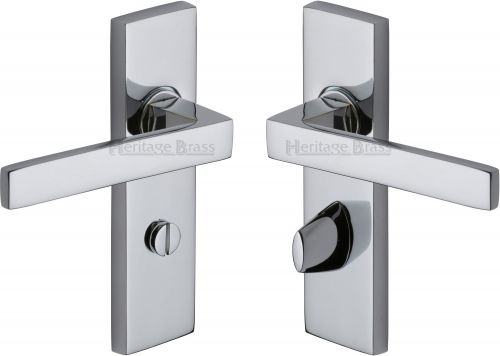Click Here To Enlarge This Photo Of DEL6030-PC Heritage Brass Door Handle For Bathroom Delta Design Polished Chrome Finish