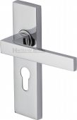 DEL6048-PC Heritage Brass Door Handle For Euro Profile Plate Delta Design Polished Chrome Finish