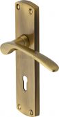 DIP7800-AT Heritage Brass Door Handle Lever Lock Diplomat Design Antique Brass Finish