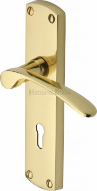 Click Here To Enlarge This Photo Of DIP7800-PB Heritage Brass Door Handle Lever Lock Diplomat Design Polished Brass Finish