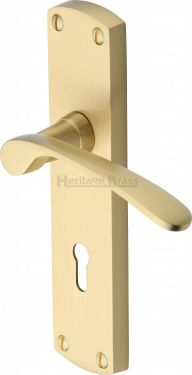 Click Here To Enlarge This Photo Of DIP7800-SB Heritage Brass Door Handle Lever Lock Diplomat Design Satin Brass Finish