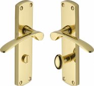 DIP7830-PB Heritage Brass Door Handle For Bathroom Diplomat Design Polished Brass Finish