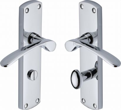 Click Here To Enlarge This Photo Of DIP7830-PC Heritage Brass Door Handle For Bathroom Diplomat Design Polished Chrome Finish