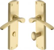 DIP7830-SB Heritage Brass Door Handle For Bathroom Diplomat Design Satin Brass Finish