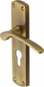 DIP7848-AT Heritage Brass Door Handle For Euro Profile Plate Diplomat Design Antique Brass Finish