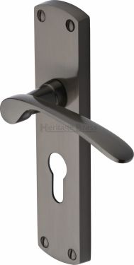 Click Here To Enlarge This Photo Of DIP7848-MB Heritage Brass Door Handle For Euro Profile Plate Diplomat Design Matt Bronze Finish