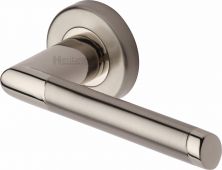 ELL4242-MC Heritage Brass Door Handle Lever Latch on Round Rose Ellipse Design Mercury Finish