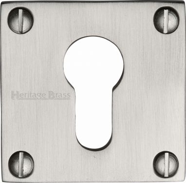 Click Here To Enlarge This Photo Of BAU1558-SN Heritage Brass Euro Profile Cylinder Escutcheon Satin Nickel Finish