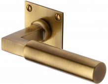 BAU1926-AT Heritage Brass Door Handle Lever Latch on Square Rose Bauhaus Design Antique Brass Finish