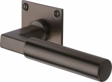 BAU1926-MB Heritage Brass Door Handle Lever Latch on Square Rose Bauhaus Design Matt Bronze Finish