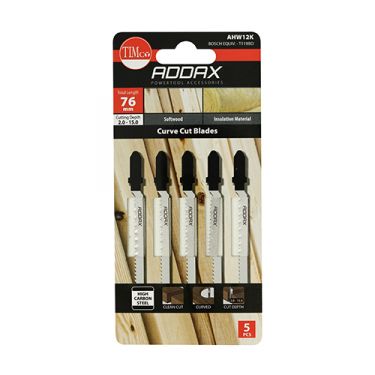 Click Here To Enlarge This Photo Of TIMCO AHW12K - 5pcs HCS Jigsaw Blades for Wood (T119BO Bosch equiv.)