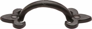 FB1092 102 M.Marcus Black Iron Rustic Cabinet Pull Fleur-De-Lys Design 102mm