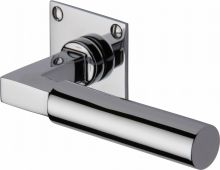 BAU1926-PC Heritage Brass Door Handle Lever Latch on Square Rose Bauhaus Design Polished Chrome Finish