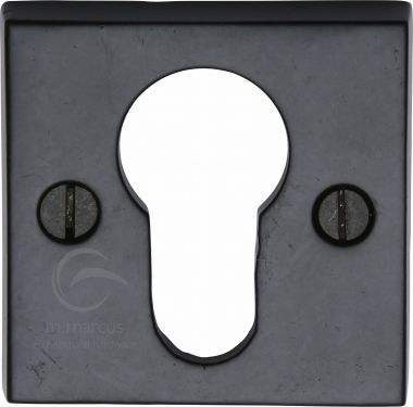 Click Here To Enlarge This Photo Of FB158 M.Marcus Black Iron Rustic Euro Profile Cylinder Escutcheon