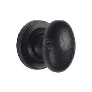 Click Here To Enlarge This Photo Of FB179 38 M.Marcus Black Iron Rustic Cabinet Knob on Round Plate Oval Design 38mm