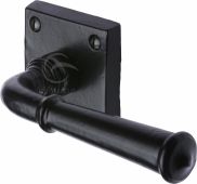 FB1933 M.Marcus Black Iron Rustic Door Handle Lever Latch on Square Rose Claverley Design
