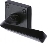 FB1953 M.Marcus Black Iron Rustic Door Handle Lever Latch on Square Rose Donnington Design