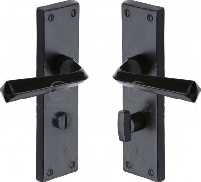 Click Here To Enlarge This Photo Of FB2530 M.Marcus Black Iron Rustic Door Handle Bathroom Set Bridgnorth Design