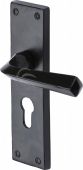 FB2548 M.Marcus Black Iron Rustic Door Handle Euro Profile Plate Bridgnorth Design