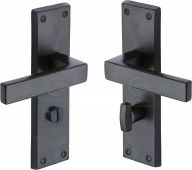 FB3130 M.Marcus Black Iron Rustic Door Handle Bathroom Set Cheswell Design