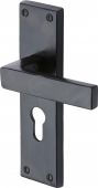 FB3148 M.Marcus Black Iron Rustic Door Handle Euro Profile Plate Cheswell Design